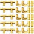 30pcs 3/4" Brass PEX Fittings, Elbow TEE Straight Couplings Set | for PEX Pipe - size: 3/4"-30pcs