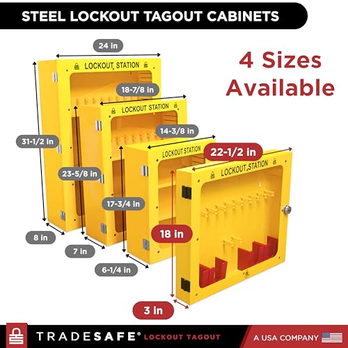 TRADESAFE Lockout Tagout Station, Lock Out Tag Out Station Unfilled - No Loto Devices Included, Wall Mount Loto Kit Cabinet, Lockout Station 22-1/2 x 18 x 3 inches - style: Unstocked