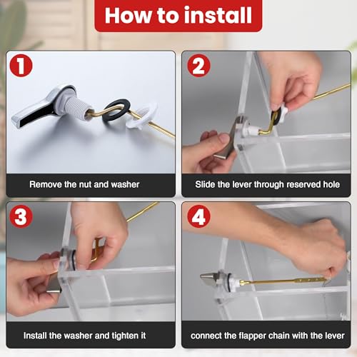 Saillong Universal Toilet Flusher Replacement Kit, Fill Valve, 2-Inch Flapper, Side Mount Handle Lever, Water-Saving, Adjustable Toilet Repair Kit Inside Tank, Easy to Install(1 Set,Black, Red) - color: Black, Red