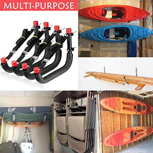 Heavy Duty Garage Storage Hooks, 13 Inch Arm Large Wall Mount Hanger with EVA Protector, Garage Racks & Organizer for Ladders, Folding Chairs, Kayak, Surfboard, Garden Tool - size: 13in-4 Pack