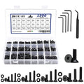 1500Pcs M2 M3 M4 M5 Hex Socket Flat Head Screws Assortment Kit - color: A Black Hex Flat Head Cap Bolts