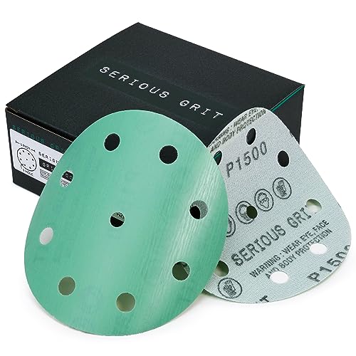 Serious Grit - 5-Inch 9-Hole P1500 Grit Sanding Discs - 50 Pack Box - size: 1500 Grit
