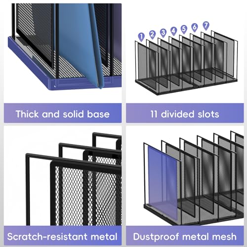 File Organizer for Desk, 7-Section Vertical File Sorter, Paper Holder Organizer Standing Metal File Folder for Office Home Classroom, Black - color: Black, size: 1 Pack 7-Section