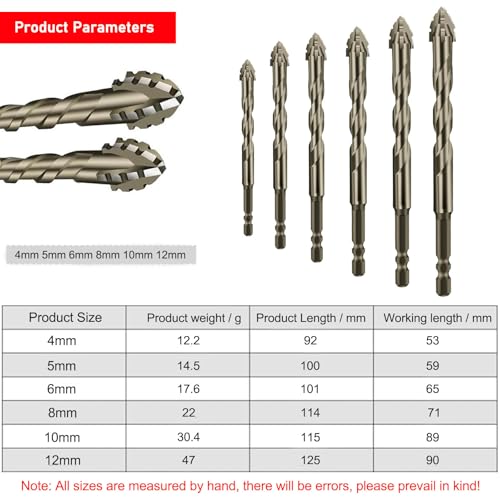 6PCS High-Strength Eccentric Twist Drill Bit Set - Four-Flute Sawtooth, Four-Edged Serrated, Multifunction (4/5/6/8/10/12mm)