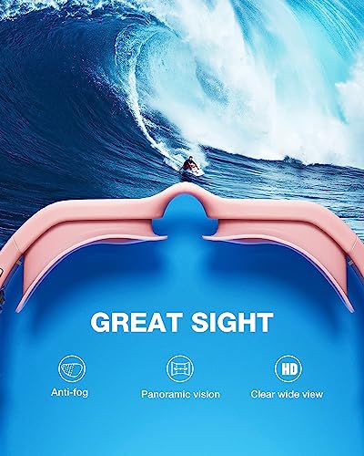 ZIONOR Swim Goggles, G1 SE Swimming Goggles Anti-Fog for Adult Men Women - color: A7-clearrevopurple Lens Pink Frame