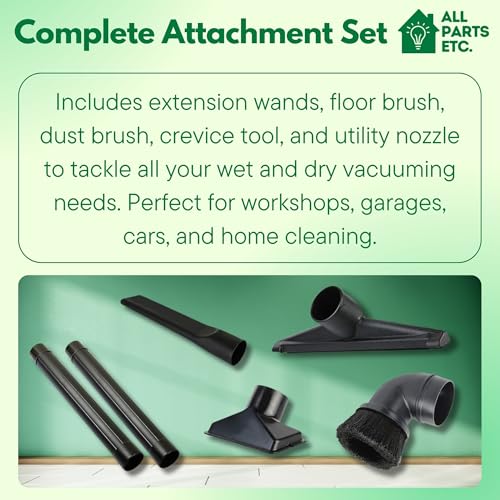 2 1/2 inch Attachments & Accessories 2.5 Wet Dry Vac - Extension Wands, Floor Brush, Dust Brush, Crevice Tool, Utility Nozzle, Compatible with Shop Vac - 6-Pack Attachments - size: 6-Pack Attachments