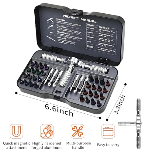 40 in 1 Magnetic Ratchet Screwdriver Set, Multi Bit DIY Magnetic Screwdriver Set with Detachable Ratchet Handle, Portable Precision Repair Tool Kit for Furniture, Electronics, Bicycle New Tools 2026 - size: 40 in 1