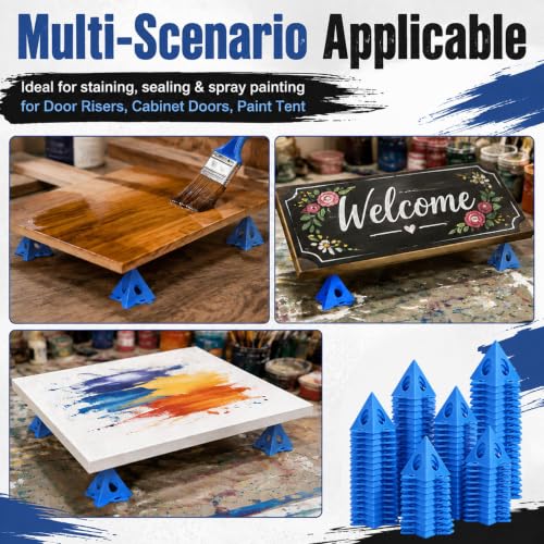 RUGLAMZHIP 80 pcs Painters Pyramids, Painters Pyramid Stands. Blue | Painter's Stands & Mini Tripods for Door Risers, Cabinet Doors, Paint Tent, Woodworking Tools, Cabinet Pouring Accessories - style: Blue-80pcs
