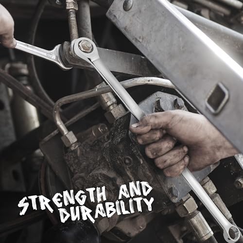 HORUSDY 9-Piece Extra Long Ratcheting Wrench Set, Double Box End Wrench Set with Tool Bag & Box, Metric 8-22mm, CR-V Steel - style: Long Ratcheting Wrench Set