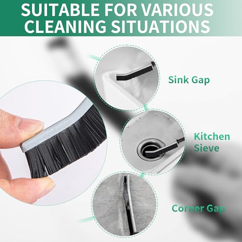 6-Pack Hard Bristle Crevice Cleaning Brush, Best Tool for Cleaning Grout, Gaps, and Sink, Home Cleaning Essentials, Crevice Cleaning Tool for Kitchen and Household Use