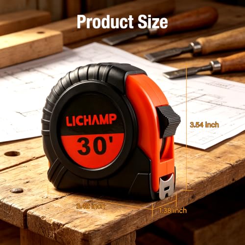 LICHAMP Tape Measure 30-Foot, 2 Pack Bulk Easy Read Measuring Tape Retractable Metric/Fractional, Measurement Tapes 29.5FT/9M by 1-Inch | Measurement Tapes, 29.5FT/9M, 1-Inch