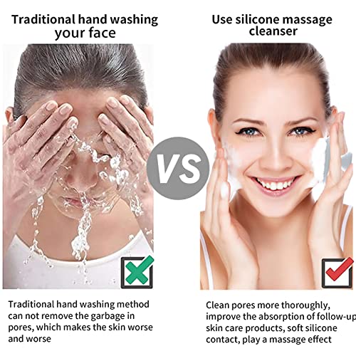 Silicone Face Scrubber for Men Facial Cleansing Brush Silicone Face Wash Brush Manual Waterproof Cleansing Skin Care Face Brushes for Cleansing and Exfoliating (White) - color: White