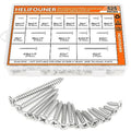 525 Pieces #4#6#8#10#12 Wood Screws Set, HELIFOUNER 16 Sizes Phillips Countersunk Head Self-Tapping Screws Assortment Kit, Phillips Flat Head Wood Screws, 304 Stainless Steel - size: #4#6#8#10#12