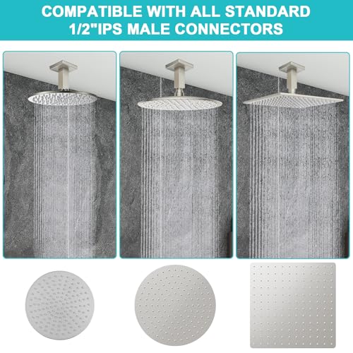 Enga Brass 3 Inches Square Shower Arm with Flange, Ceiling Mount Replacement Rain Shower Head Straight Arm, Brushed Nickel - color: Brushed Nickel, style: 3 Inch