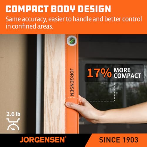 JORGENSEN 48" Magnetic LED Box Level, 45°/90°/180° Bubble Long Leveler Tool - size: 48 inch