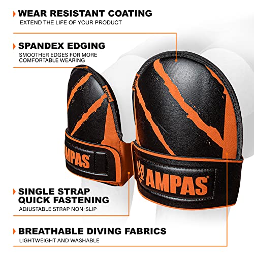 Flooring and Roofing Work Knee Pads, Neoprene Kneepads & Non-Marking Leather Cover, Comfortable Kneeling Cushion for Gardening, House Cleaning, Construction Work