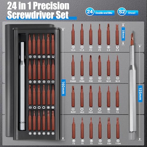 25-in-1 Precision Screwdriver Set, Professional Magnetic Repair Tool Kit with Torx & Pentalobe for iPhone, MacBook, PS5, Glasses, Watch, Electronics - Premium Bearing Steel Construction