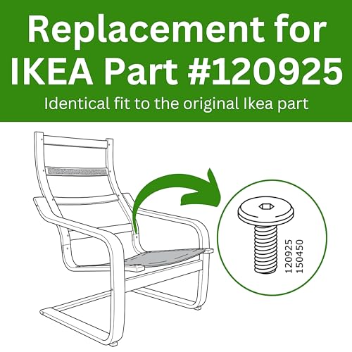 Spare Hardware Parts Replacement for IKEA Furniture Screw Metric Head Cap PF6S Screw - Part #120925 | Joint Connector Bolt M6.0-1.0×15 Full Thread with 4mm Hex Recess| Pack of 8 - size: 120925