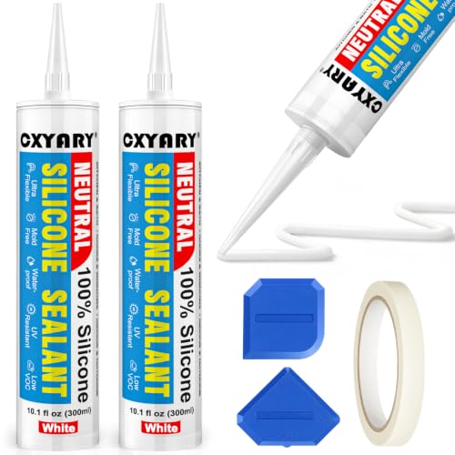 Silicone Caulk & Sealant White, 2 Pack - 100% Silicone Sealant (300ml) - color: White, size: 2 Pack