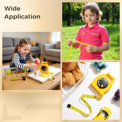 2 Pcs Measuring Tapes, 39.4 in / 1 m Retractable Tape Measures, Soft Portable Mini Tapes, Dual Scale, Yellow