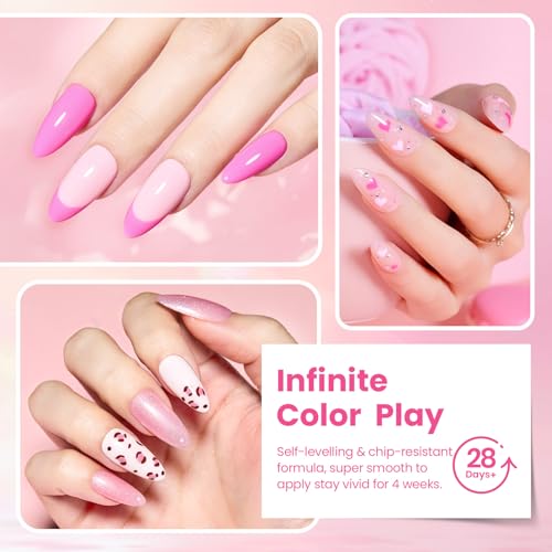 Beetles Pink Gel Polish Set, 20 Colors Dare to Bare Gel Nail Polish | Hot Nude White Glitter Shade,Soak off Uv Led Manicure Kit, with 3Pcs Base&Top Coat for DIY Gift Women - color: Dare to Bare