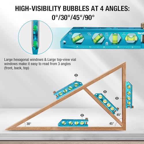 DURATECH 3-Piece Level Tool Set, Magnetic Torpedo Level with V-Groove - size: 3PCS(2.5", 6.25", 8")