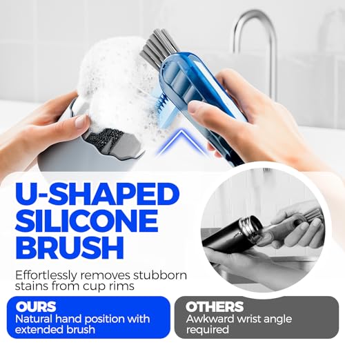 Holikme 6 Pack 4 in 1 Cup Lid Cleaning Brush 3 Straws Bottle Brush,Navy - color: Navy