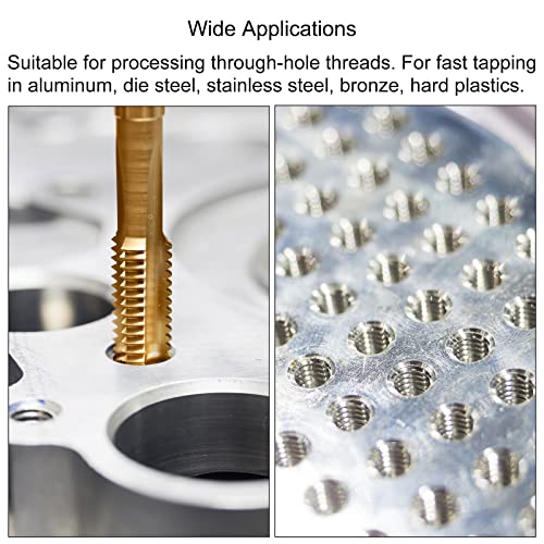 uxcell M8 x 1.25 Spiral Point Thread Tap and 6.8mm Drill Bit Set, Metric Titanium Plated Cobalt High Speed Steel Machine Screw Thread Tap Threading Tool (Pack of 2) - size: M8 x 1.25 + 6.8mm (Pack of 2)