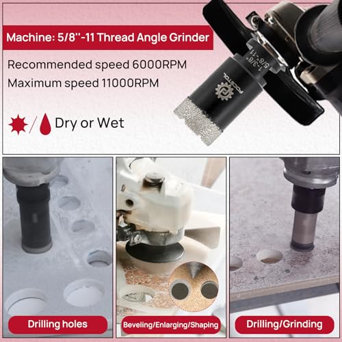 Diamond Core Drill Bit Set - FOCSTOL 11pcs (6/6/8/25/35/51/65/76mm+20mm Drilling Milling Bit+50mm Beveling Chamfer Bit+SDS Adapter) Diamond Hole Saw Kit for Porcelain Ceramic Tile Marble Granite - size: KIT5