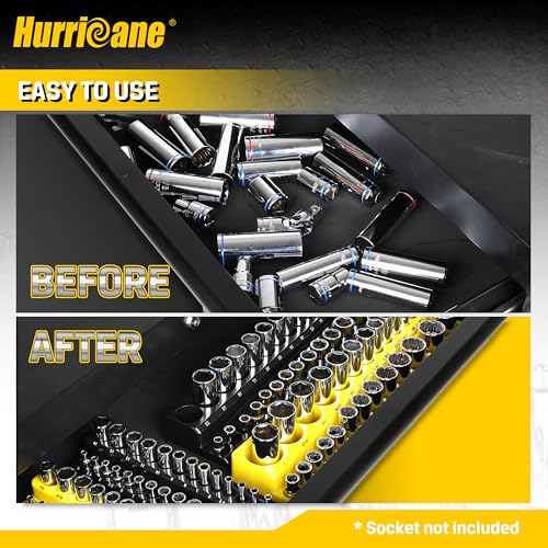 HURRICANE Magnetic Socket Organizer Set 2 Piece Socket Holder Set Includes 1/2" Drive Metric SAE Socket Trays - size: 2 Piece