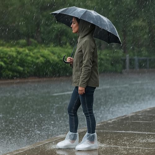 10 Pairs Waterproof Shoe Covers for Rain - Disposable Thickened Rain Shoe Covers, Plastic Shoes and Boots for Rain Covers, Water Proof Boot Protector for Men Women