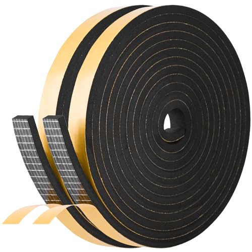 Self Adhesive Foam Tape Weatherstrip 1/2in x 1/4in x 52Ft High Density Foam Insulation Strips Foam Seal Weather Stripping with Strong Adhesive for Door and Window Sound Isolation Soundproofing - size: 1/2in x 1/4in x 52Ft