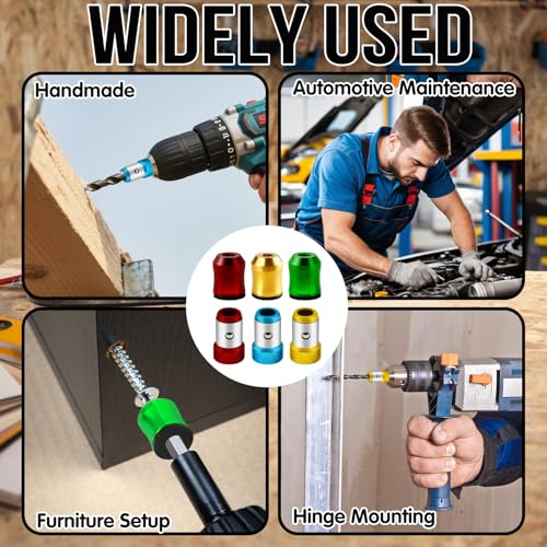 6Pcs Screwdriver Head Magnetic Ring, Screw Ring Set Removable Household Tool for Drills| Alloy Screw Holder for DIY Repair | Universal Bit Holder for Hex Screwdrivers & Power Bits