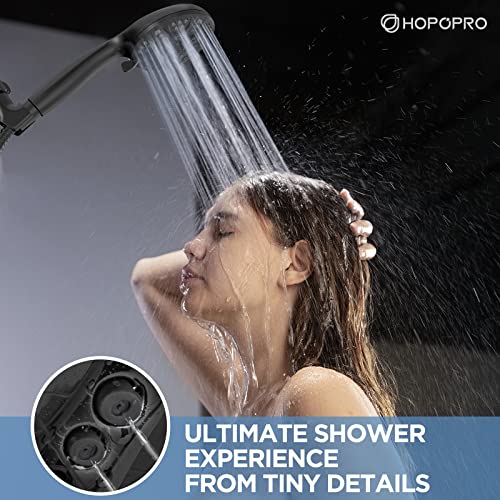 6-Mode High Pressure Handheld Shower Head Set, Consumer Reports Recommended HOPOPRO High Flow Hand Held Showerhead with 59 Inch Hose Bracket Teflon Tape Rubber Washers - color: Matte Black, style: 6 Modes