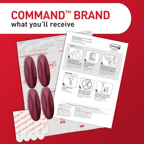 Command Medium Designer Hooks, 9 Hooks, 12 Strips - color: Black Cherry