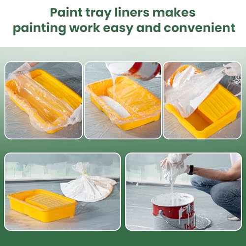 Voomey 18 Inch Paint Tray Liners, Plastic Paint Tray Liner 5 Packs for 18 inch Paint Roller Kit, Disposable for Quick Cleanup - size: 5 Pack 18” Plate Liner Pouch