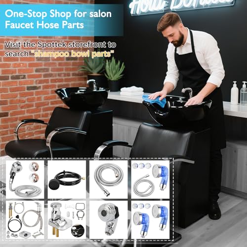 LukLoy 1 Pack Salon Shampoo Bowl Sprayer Head – Side Control 2-Mode Switch, High-Pressure Professional Standard G1/2 Handheld Faucet Sprayer Replacement for Salon Sink Hose, Spa & Pedicure Chairs