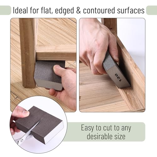 Bates- Sanding Sponge, 8 pcs, 120 Grit, Washable and Reusable, Sandpaper Block, Sanding Blocks for Wood, Sanding Pad, Drywall Sanding Block, Drywall Sanding Sponge - size: 8 Pack, 120 Grit
