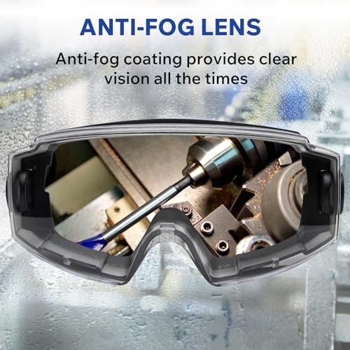 Clear Safety Goggles Glasses 2 Pack - Anti-Fog, Scratch and UV380 Lens | Adjustable Non-Slip Strap, ANSI Z87.1 Certified, Eye Protection, Chemistry Lab Work & Industrial Use, for Men & Women - color: Blue