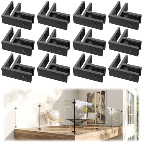 12 Pack Corner Railing Glass to Glass Clamps, Double Side Glass Clip - size: 12 Pack, style: 90 Degree