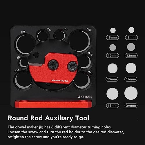 Focket Carbide Inserts Dowel Maker Jig, 8 Holes 8mm to 20mm Adjustable Woodworking Dowel Jig Kit, High Speed Electric Drill Milling Dowel Round Rod Auxiliary Tool Drill Guide Locator