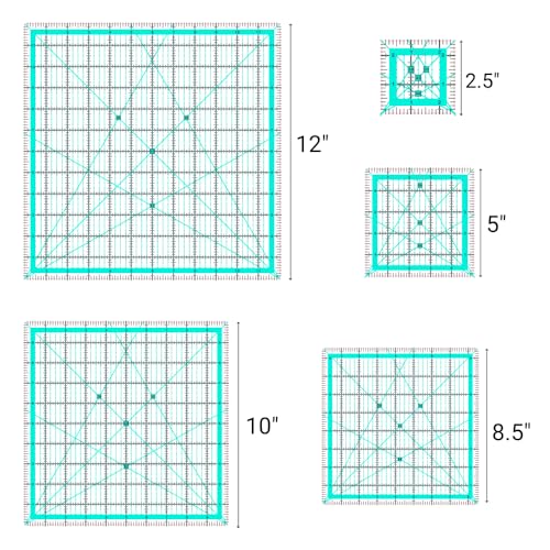 Quilting Rulers,5 Quilting Square Ruler(2.5", 5", 8.5", 10",12") - color: Dark Blue