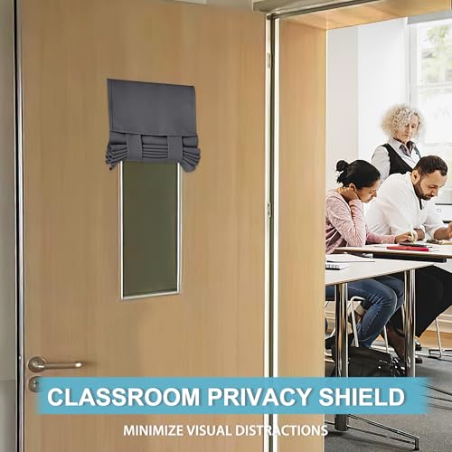 RYB HOME Classroom Door Window Cover Lockdown Shades Blackout, No Drill - color: Grey, size: 12"W x 30"L (Pack of 1)