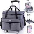 AMOIGEE Rolling Craft Bag with Wheels for Sewing Machine & Craft Supplies - color: Grey - Black, size: With Wheels