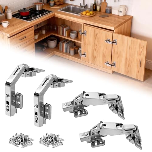 180° & 135° Half-Overlay Corner Cabinet Hinges for Lazy Susan Bifold Doors - size: half-overlay