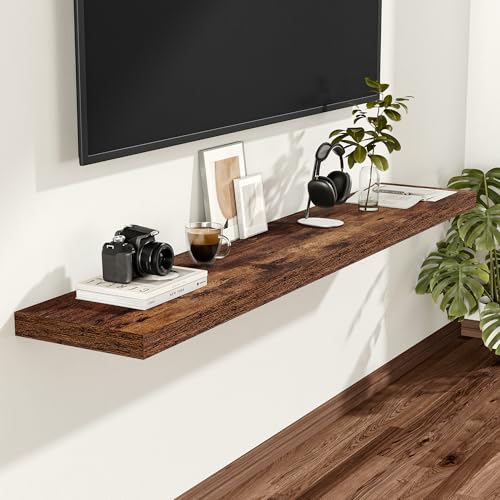 Vivelove Deep Floating Shelves, 48 X 12 Inch, Rustic Brown, 2 - color: Rustic Brown, size: 48”wx12”dx1.5”h