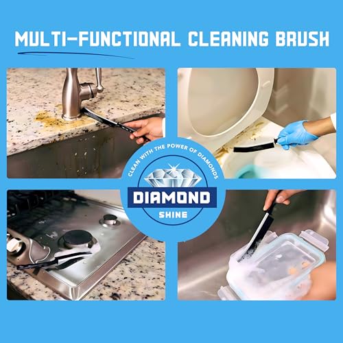 Diamond Shine 2-Pack Hard Bristle Crevice Cleaning Brush – Ergonomic Grout, Gap & Corner Scrub Brush for Kitchen, Bathroom & Baseboards