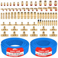 CheeMuii 76 Pcs Brass DOT Air Line Fittings with 1/4" & 3/8" DOT Air Hoses - size: 2ROLL-80PCS-BLUE
