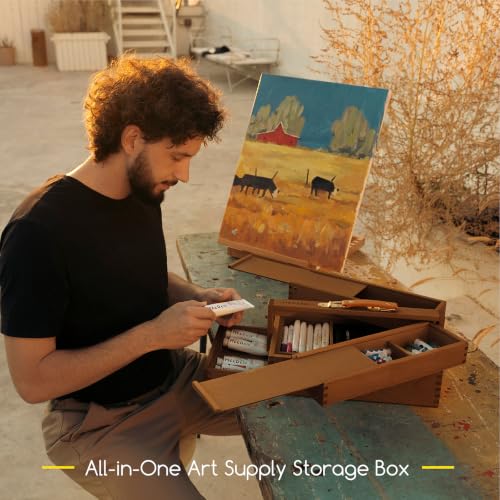 MEEDEN Wooden Tool Storage Box: Portable Beech Wood Art Supplies Organizer - color: Walnut
