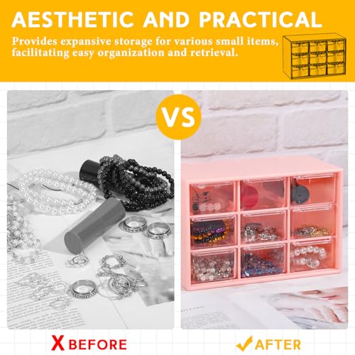 Wenqik 2 Pcs Mini Storage Drawers, Pink - color: Pink